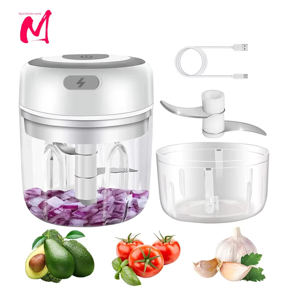 Mini Electric Garlic Masher & Food Chopper – Portable Meat Grinder & Vegetable Cutter