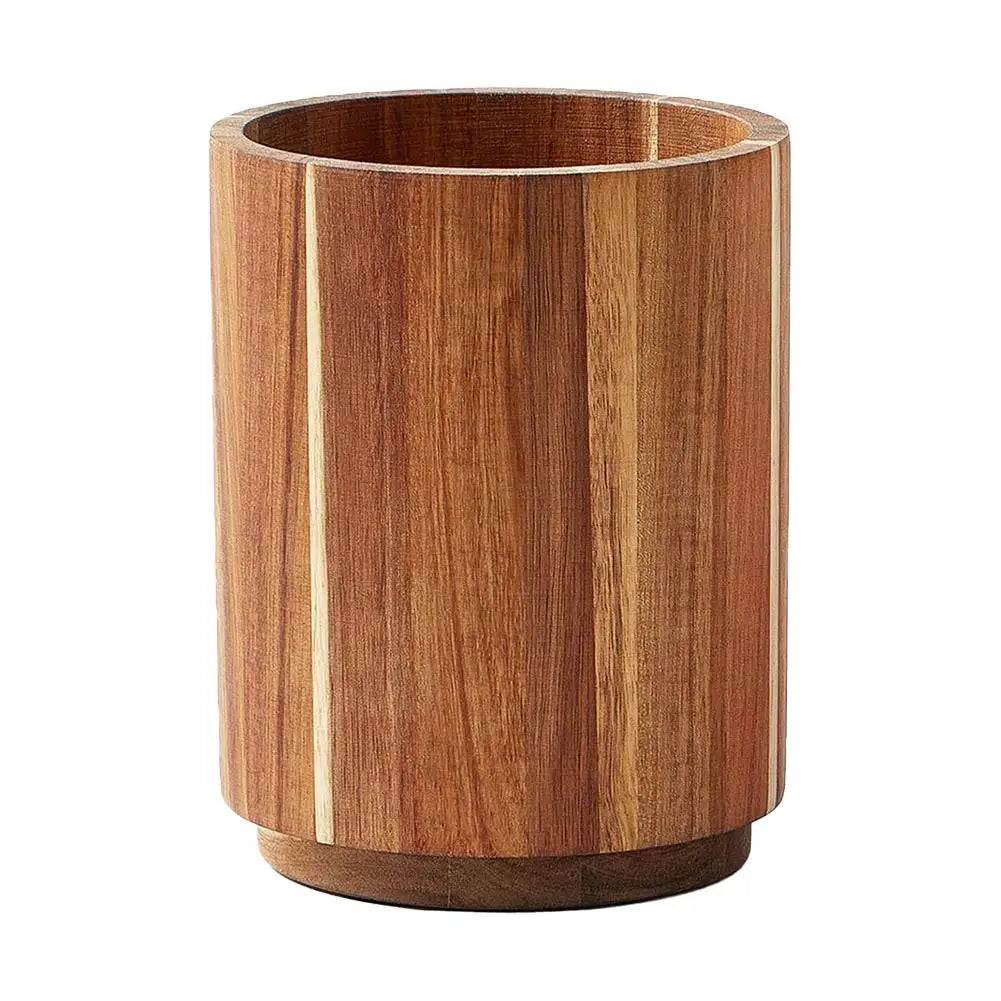 Wooden Circular Kitchen Cutlery Box – Round Cooking Tool Rack for Spatula Storage & Organization