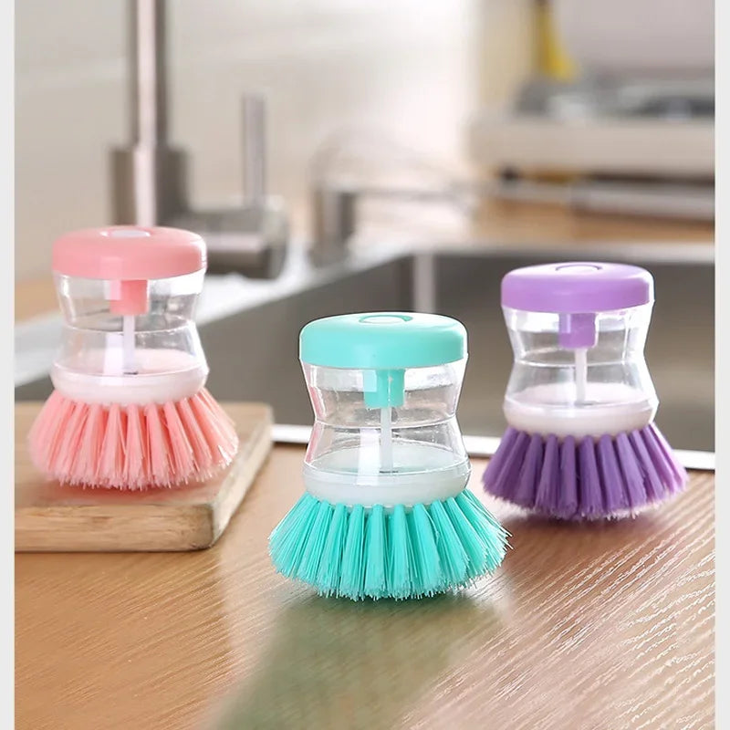 Kitchen Wash Pot Dish Brush with Soap Dispenser – Utensil Cleaning Tool for Household Kitchen Use