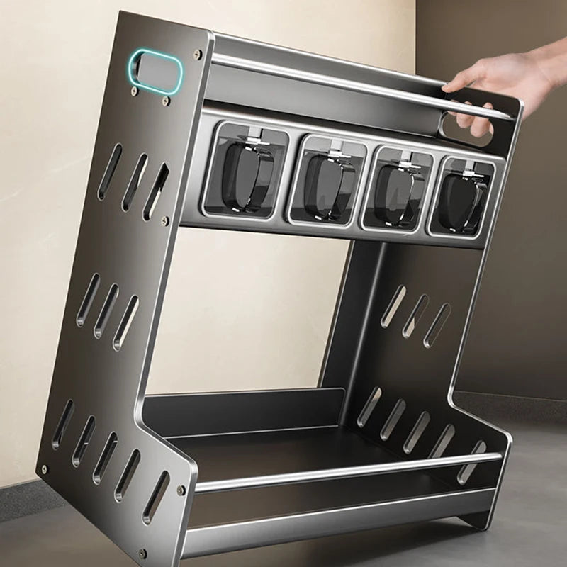 Modern Kitchen Spice Rack – Multifunctional Cabinet Seasoning & Cutlery Holder, Removable Organizer Shelf