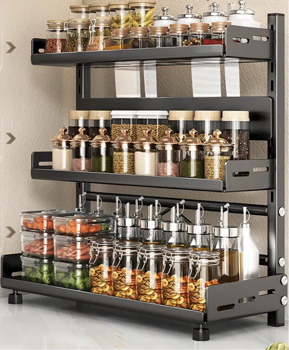 Multi-Function Kitchen Seasoning Rack – Countertop Knife Holder & Multi-Layer Storage for Utensils and Spices