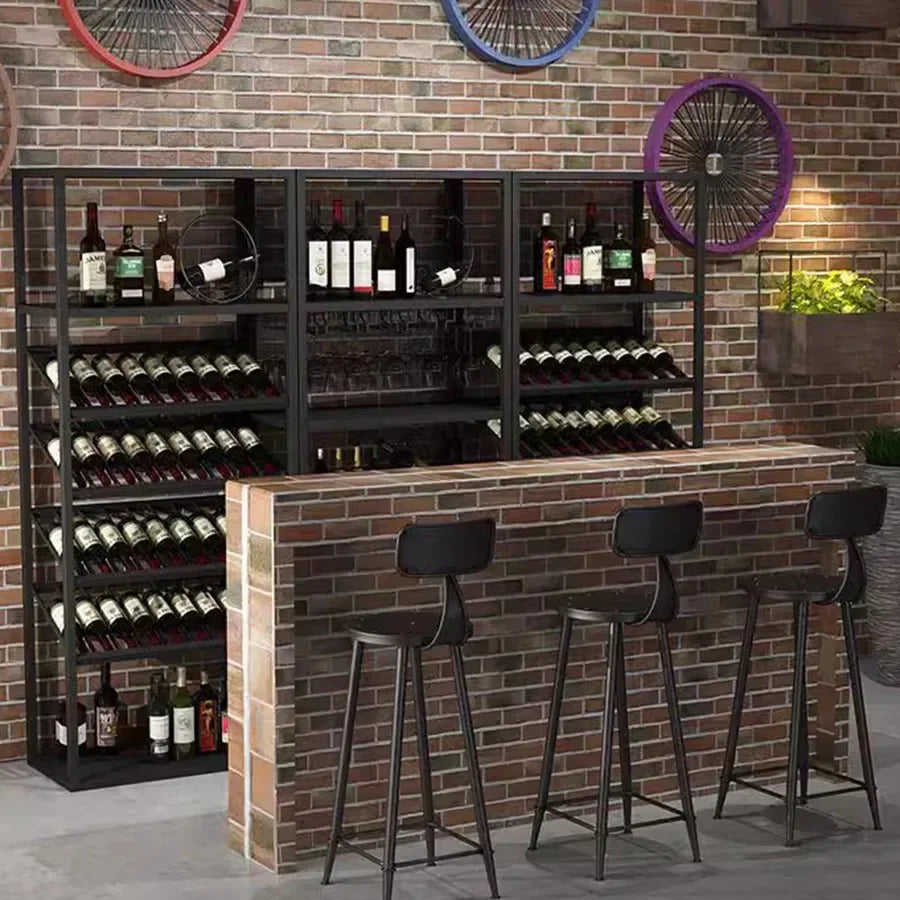 Industrial Kitchen Bar Cabinet – Handmade Iron Stackable Wine Rack Column for Display & Storage