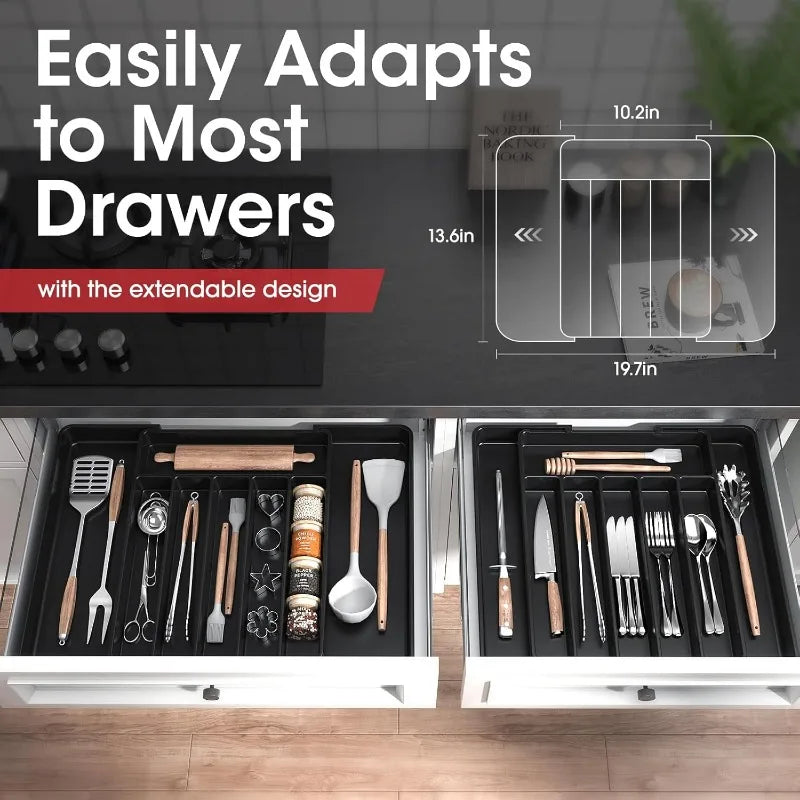 Adjustable Cutlery Drawer Organizer – Expandable Silverware Tray for Kitchen