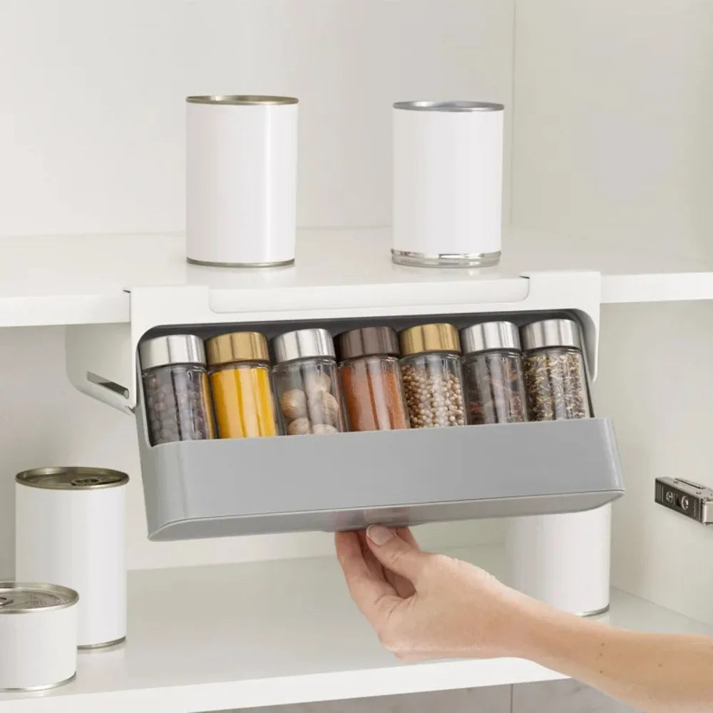 Wall-Mounted Spice Rack – Self-Adhesive Seasoning Bottle Organizer for Kitchen Storage
