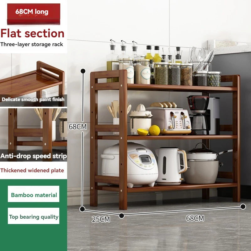 Floor Standing Kitchen Shelf – Multi-Layer Storage for Pots, Seasonings, Fruits & Dishes