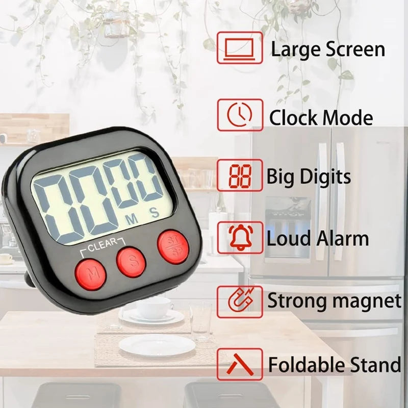 Digital Kitchen Timer – Magnetic Stopwatch with Countdown, Large LCD Screen for Cooking and Time Management