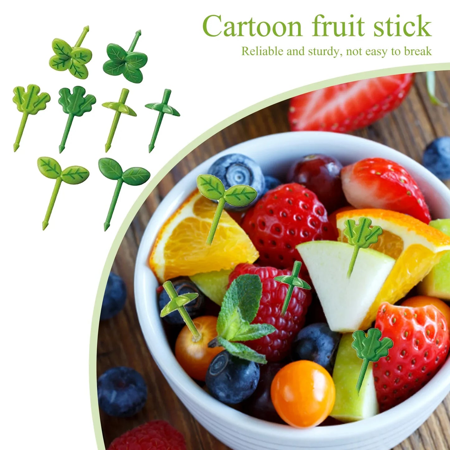 40-8pcs Leaf-Shaped Plastic Forks & Toothpicks – Fun Party Decor & Lunch Accessories for Kids, Sandwiches, and Salads