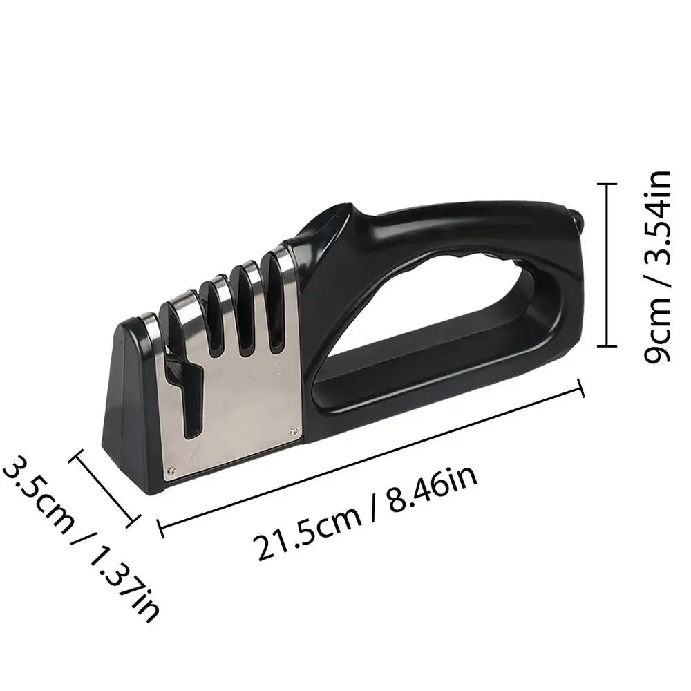 4-Segment Kitchen Knife Sharpener – Multifunctional Portable Tool with Non-Slip Base for Household Use