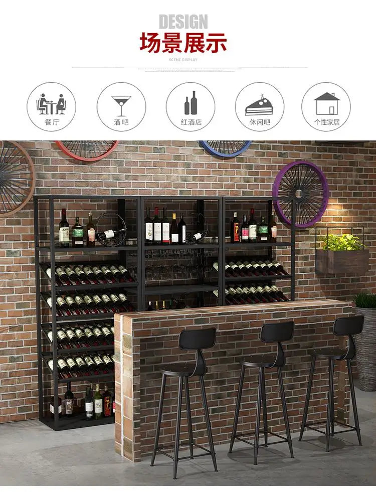 Industrial Kitchen Bar Cabinet – Handmade Iron Stackable Wine Rack Column for Display & Storage