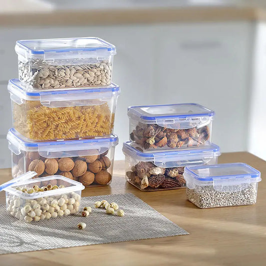 Plastic Kitchen Refrigerator Storage Box with Lid – Microwave Heating Lunch Box for Food Preservation & Organization