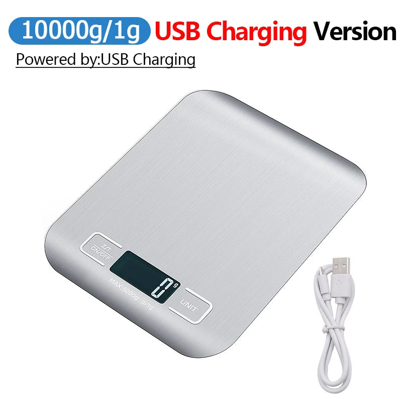 5kg/10kg Digital Kitchen Scale – Stainless Steel Electronic Weighing Scale for Food, Snacks & Baking