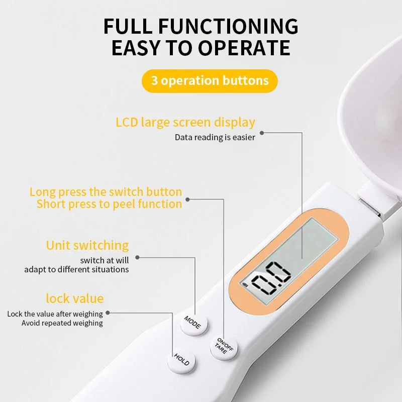 500g Digital Spoon Scale – 0.1g LCD Measuring Tool for Food, Flour, Milk & Coffee