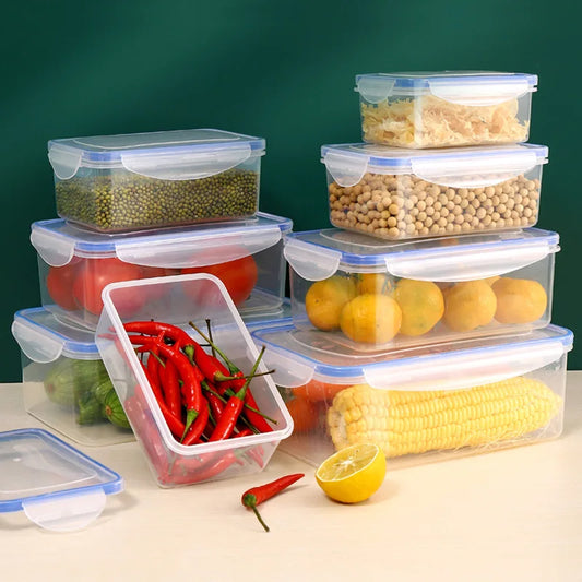 Plastic Kitchen Refrigerator Storage Box with Lid – Microwave Heating Lunch Box for Food Preservation & Organization