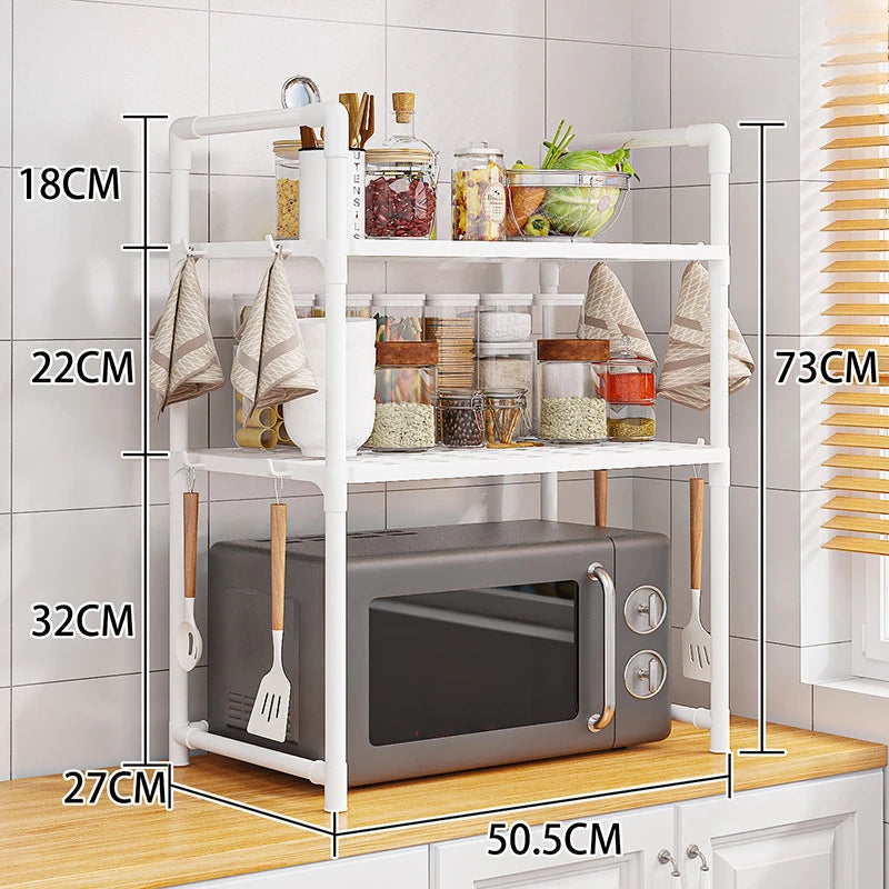 Kitchen Storage Rack – Multi-Layer Microwave Shelf & Condiment Organizer for Countertop