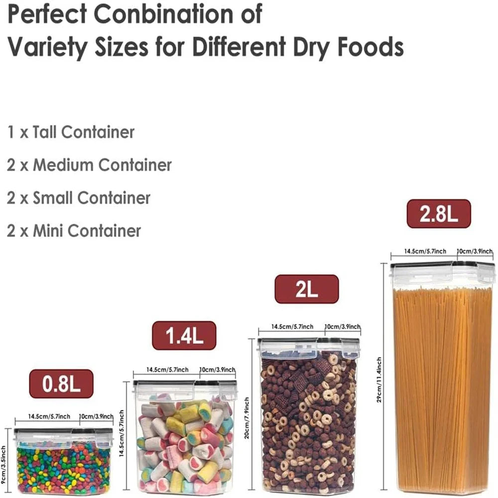 7-Piece Food Storage Containers – Airtight BPA-Free Plastic Set with Stickers & Pen for Labeling