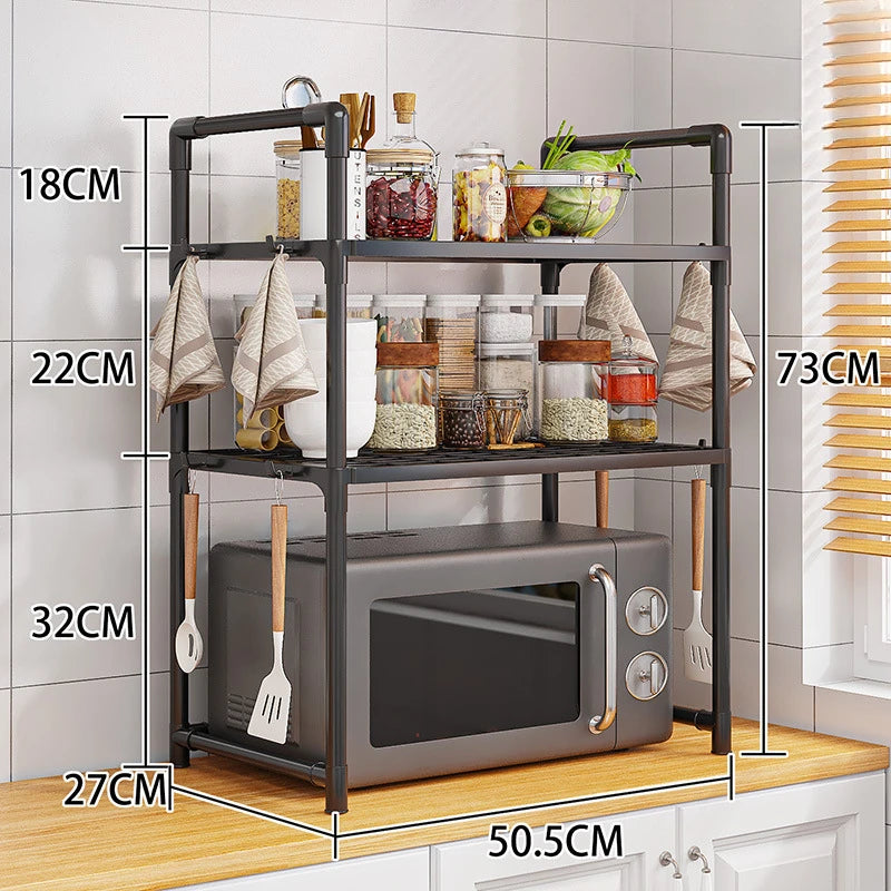 Kitchen Storage Rack – Multi-Layer Microwave Shelf & Condiment Organizer for Countertop