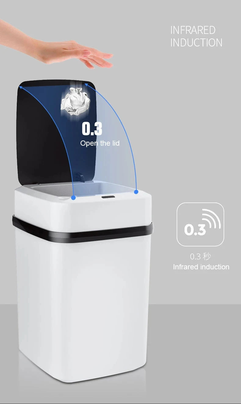 13L Kitchen Trash Bin – Smart Touch Waste Bin for Bathroom, Toilet, and Kitchen with Automatic Lid