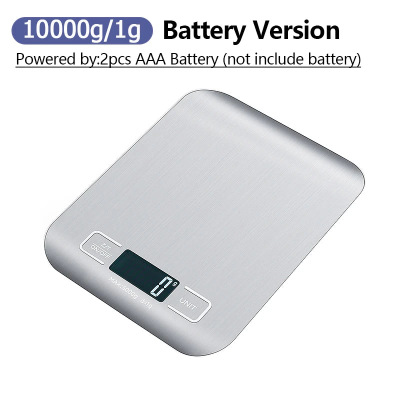 5kg/10kg Digital Kitchen Scale – Stainless Steel Electronic Weighing Scale for Food, Snacks & Baking