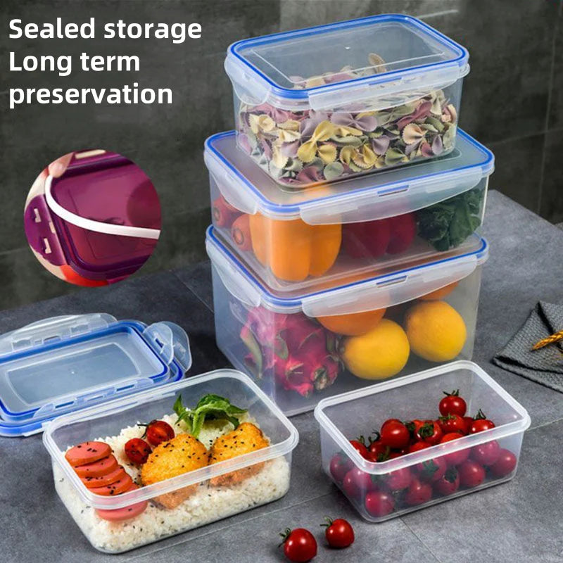 Plastic Kitchen Refrigerator Storage Box with Lid – Microwave Heating Lunch Box for Food Preservation & Organization