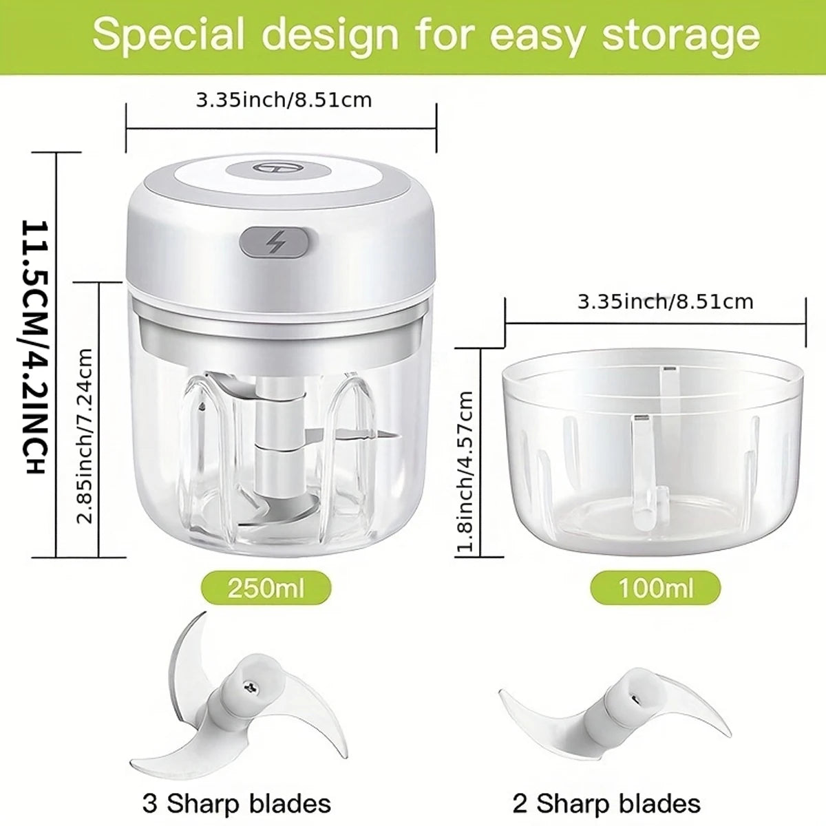 Mini Electric Garlic Masher & Food Chopper – Portable Meat Grinder & Vegetable Cutter