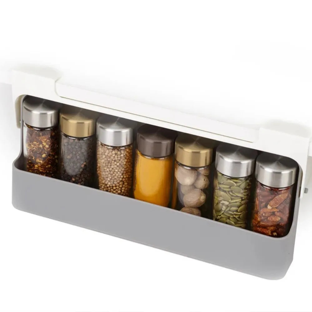 Wall-Mounted Spice Rack – Self-Adhesive Seasoning Bottle Organizer for Kitchen Storage