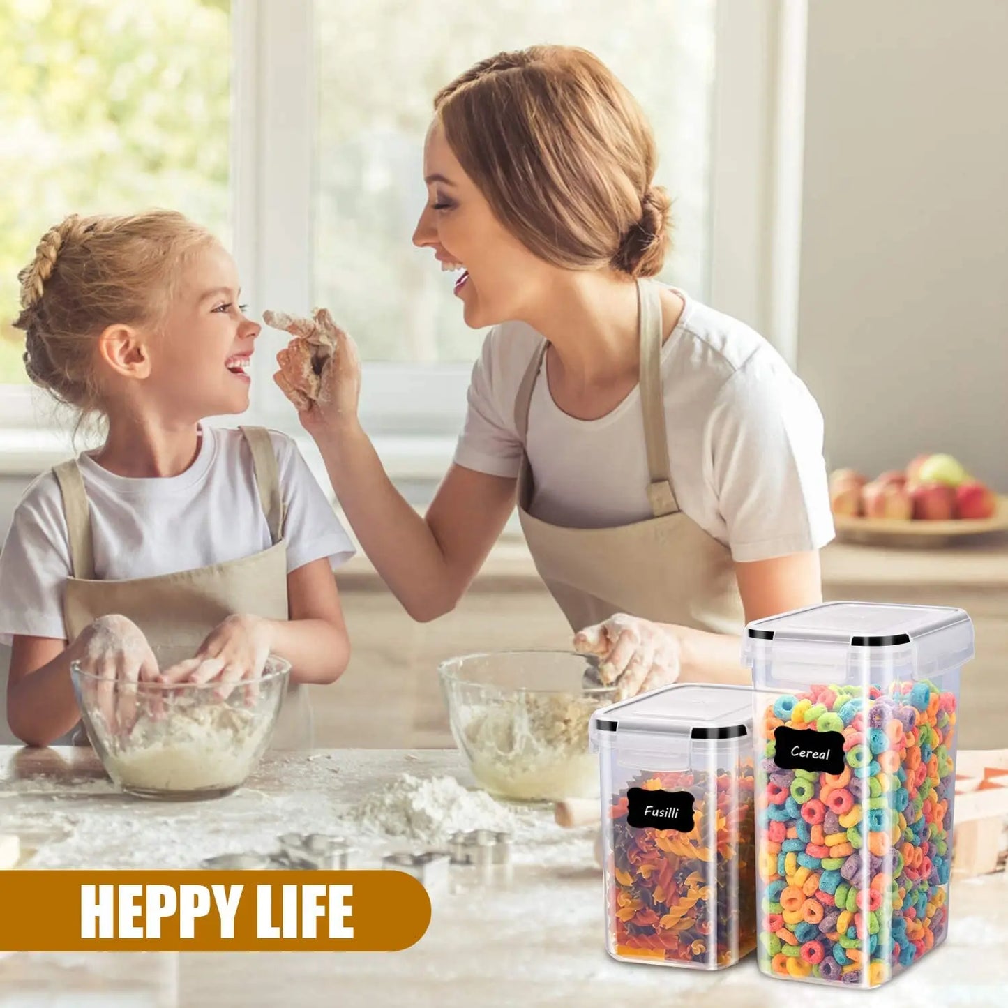 7-Piece Food Storage Containers – Airtight BPA-Free Plastic Set with Stickers & Pen for Labeling