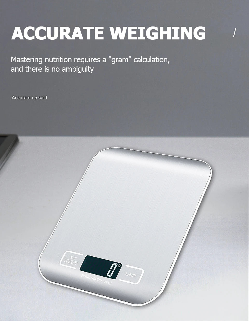5kg/10kg Digital Kitchen Scale – Stainless Steel Electronic Weighing Scale for Food, Snacks & Baking