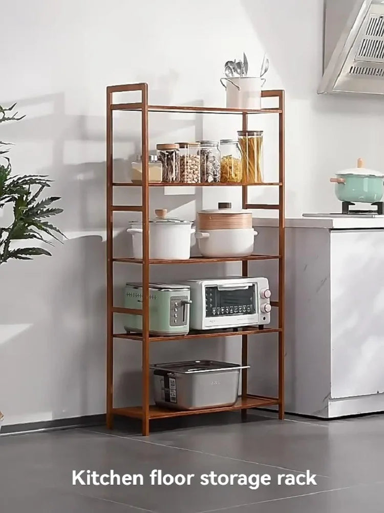 Floor Standing Kitchen Shelf – Multi-Layer Storage for Pots, Seasonings, Fruits & Dishes