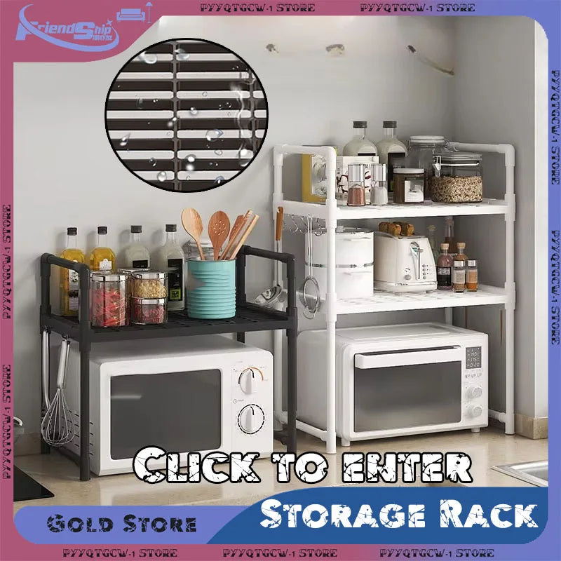 Kitchen Storage Rack – Multi-Layer Microwave Shelf & Condiment Organizer for Countertop