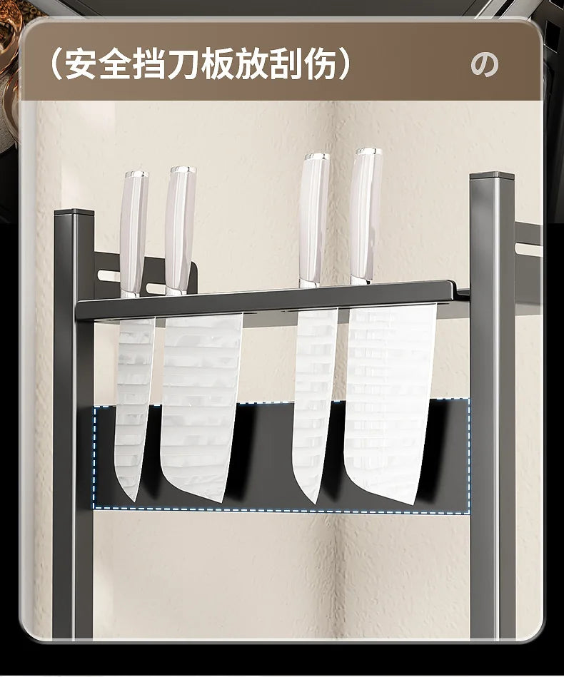 Multi-Function Kitchen Seasoning Rack – Countertop Knife Holder & Multi-Layer Storage for Utensils and Spices