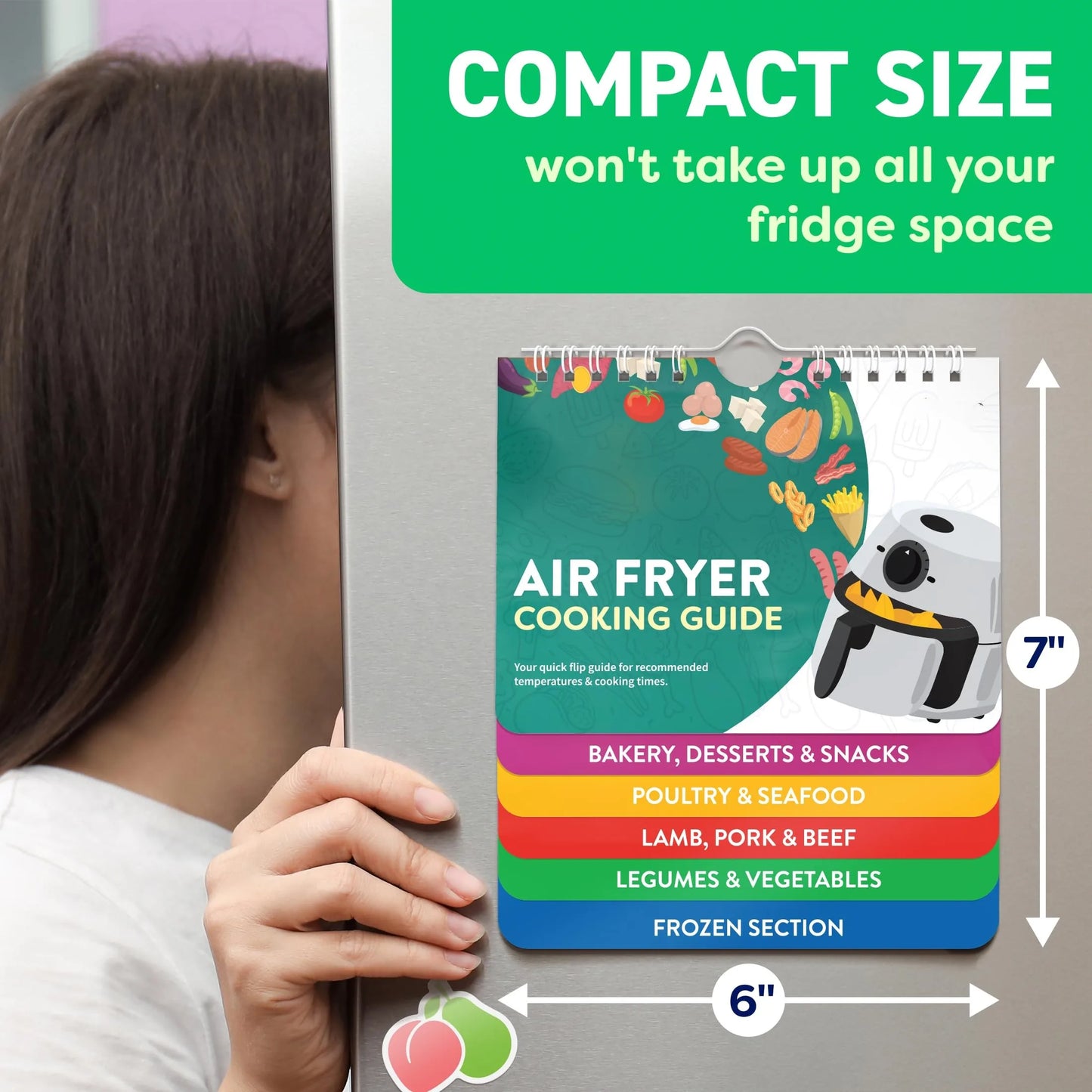 Air Fryer Magnetic Cheat Sheet & Cookbook – Quick Guide with Cooking Times, Temps, and Instant Pot Accessories
