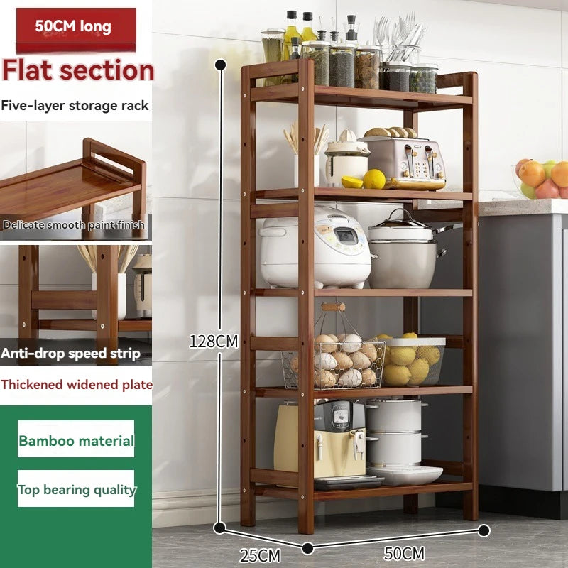 Floor Standing Kitchen Shelf – Multi-Layer Storage for Pots, Seasonings, Fruits & Dishes