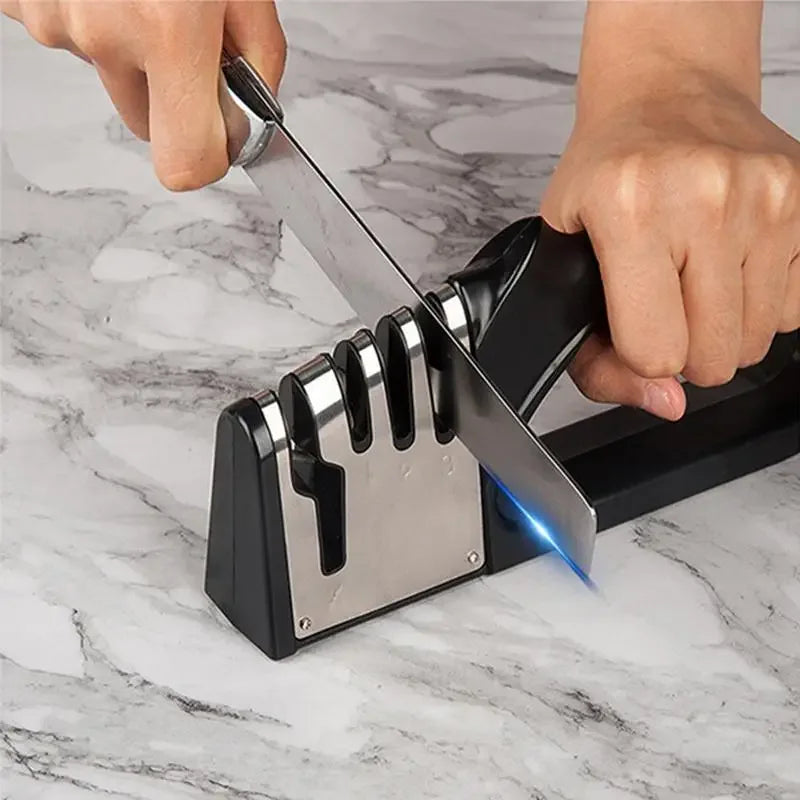 4-Segment Kitchen Knife Sharpener – Multifunctional Portable Tool with Non-Slip Base for Household Use