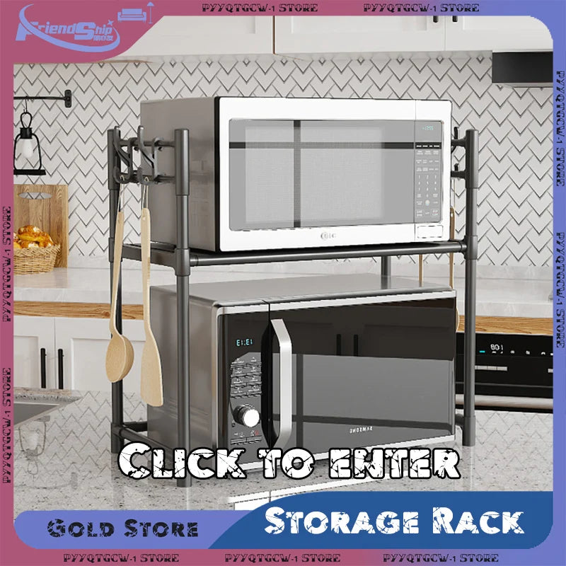 Kitchen Storage Rack – Multi-Layer Microwave Shelf & Condiment Organizer for Countertop