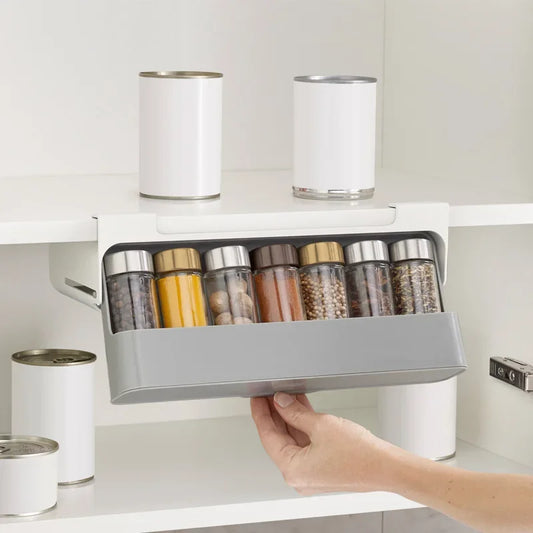 Wall-Mounted Spice Rack – Self-Adhesive Seasoning Bottle Organizer for Kitchen Storage