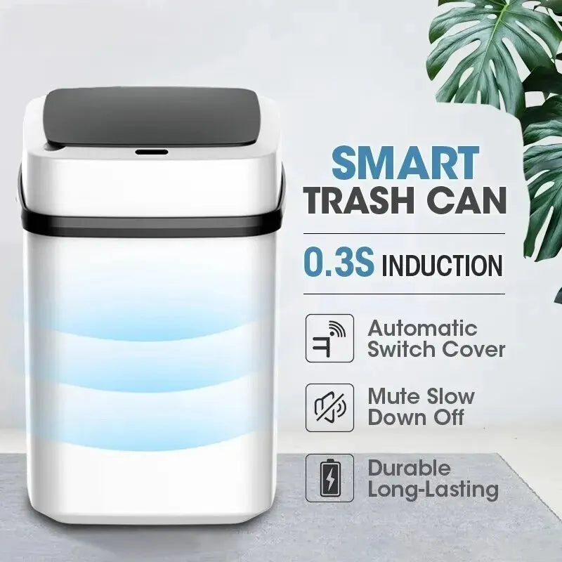 13L Kitchen Trash Bin – Smart Touch Waste Bin for Bathroom, Toilet, and Kitchen with Automatic Lid