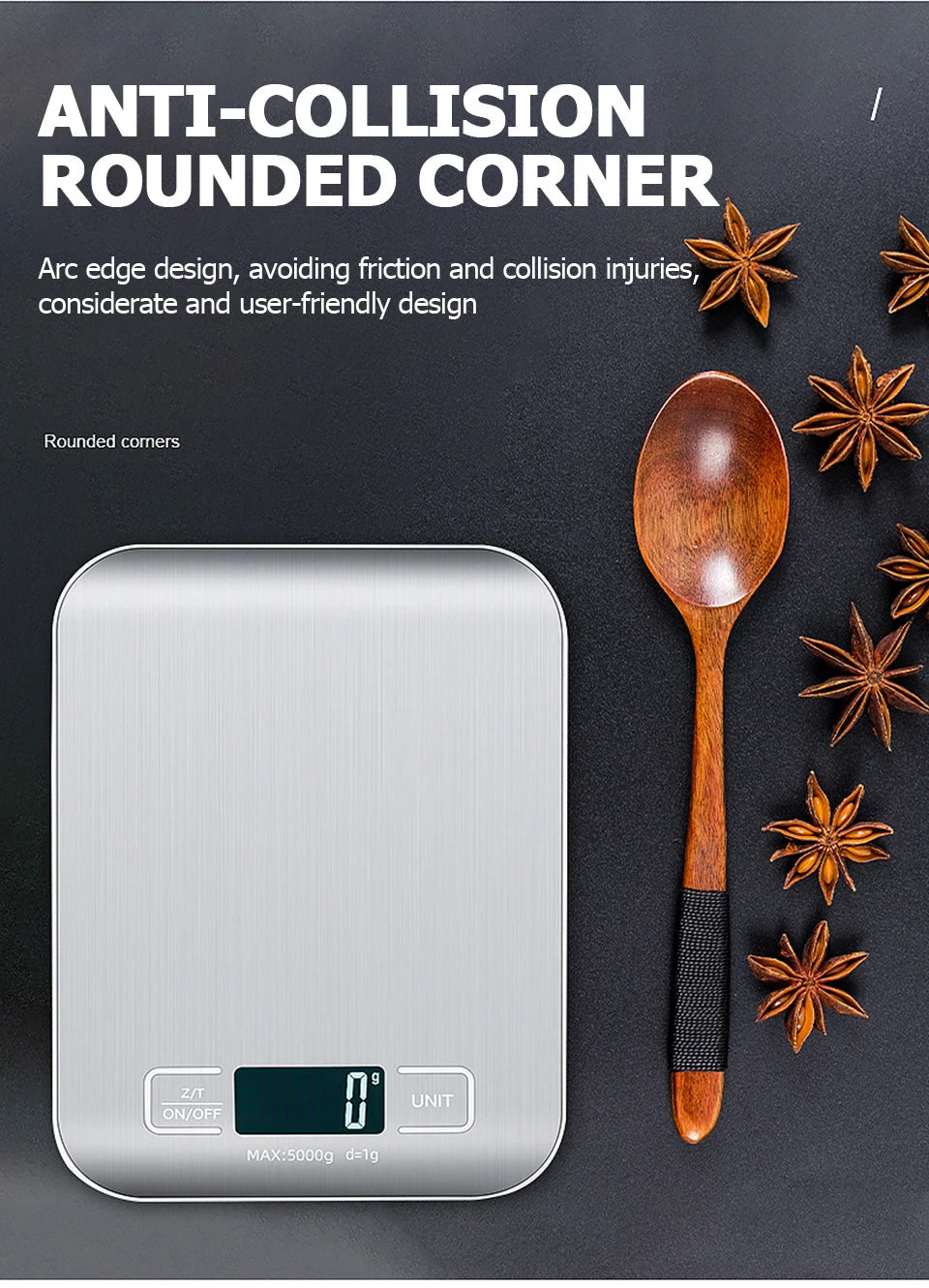 5kg/10kg Digital Kitchen Scale – Stainless Steel Electronic Weighing Scale for Food, Snacks & Baking