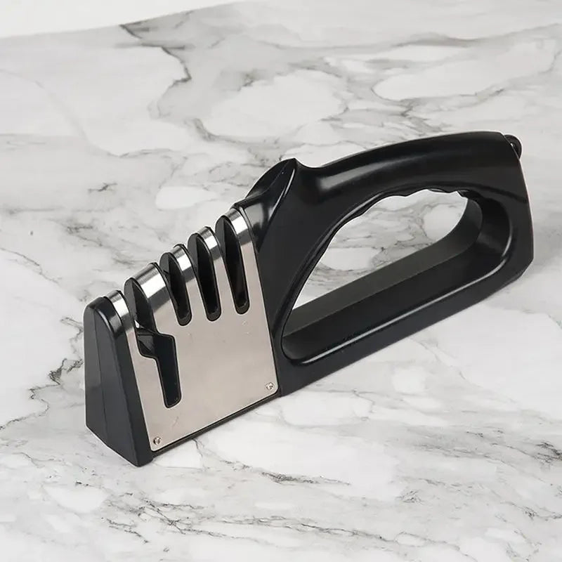4-Segment Kitchen Knife Sharpener – Multifunctional Portable Tool with Non-Slip Base for Household Use