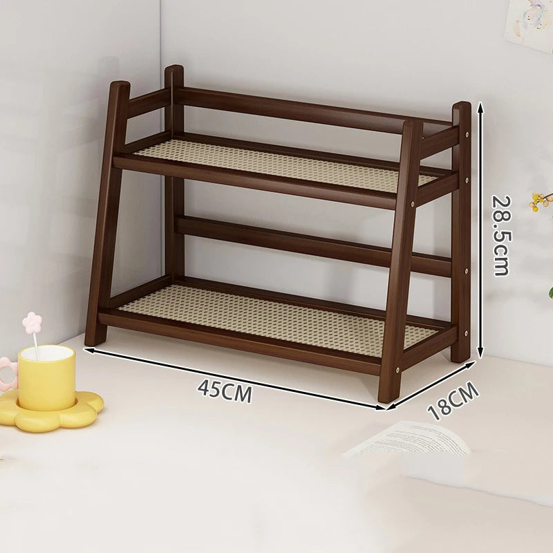 Bamboo Spice Caddy – 2-Layer Kitchen Storage Rack & Cup Holder for Coffee Bar & Countertop