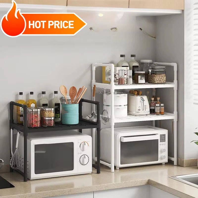 Kitchen Storage Rack – Multi-Layer Microwave Shelf & Condiment Organizer for Countertop