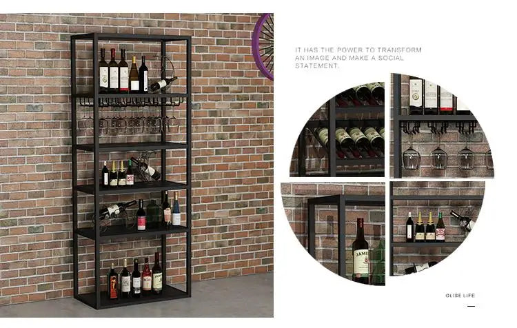 Industrial Kitchen Bar Cabinet – Handmade Iron Stackable Wine Rack Column for Display & Storage