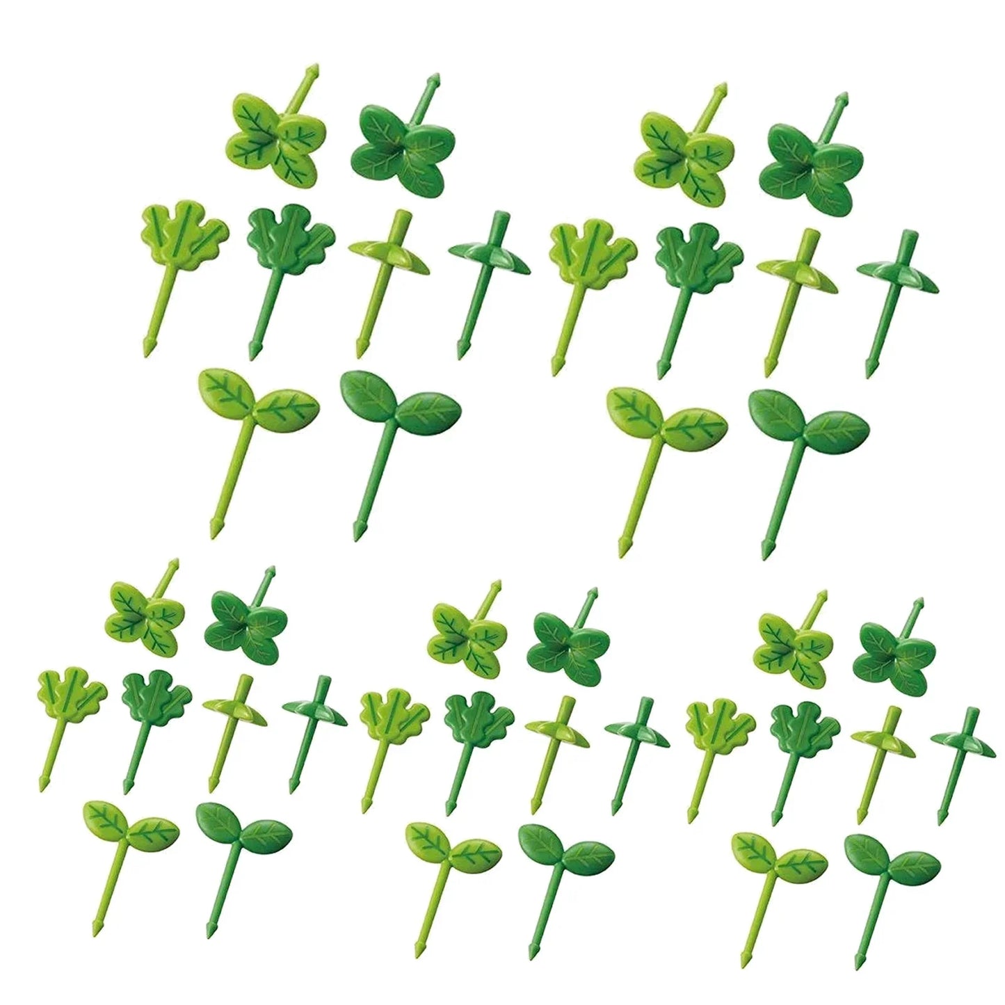 40-8pcs Leaf-Shaped Plastic Forks & Toothpicks – Fun Party Decor & Lunch Accessories for Kids, Sandwiches, and Salads