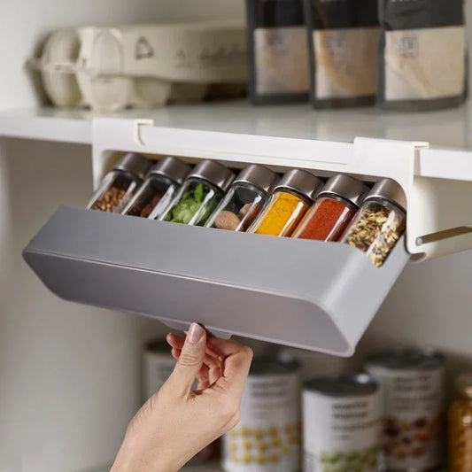 Wall-Mounted Spice Rack – Self-Adhesive Seasoning Bottle Organizer for Kitchen Storage