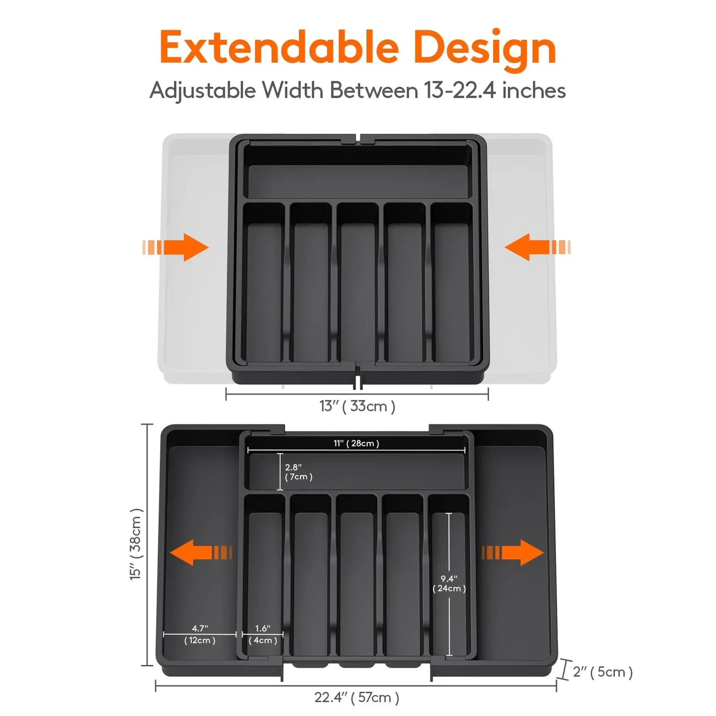 Adjustable Cutlery Drawer Organizer – Expandable Silverware Tray for Kitchen
