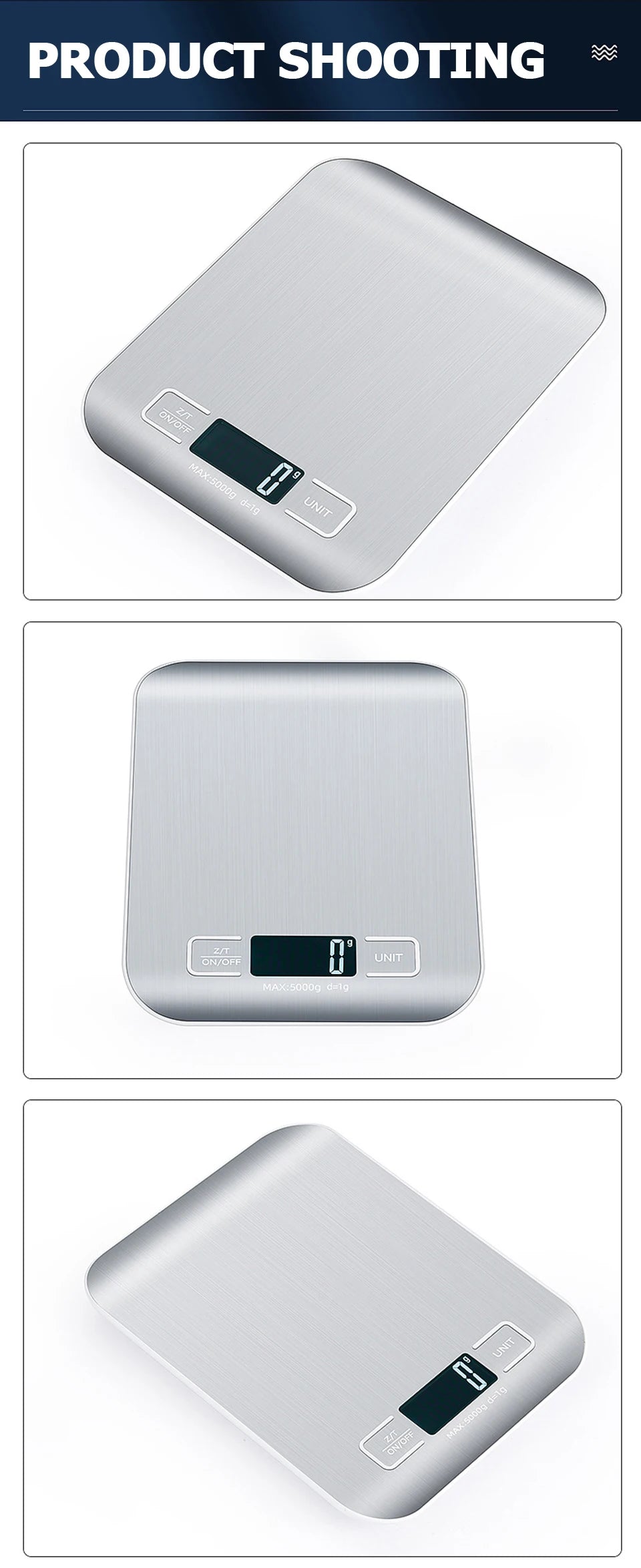 5kg/10kg Digital Kitchen Scale – Stainless Steel Electronic Weighing Scale for Food, Snacks & Baking