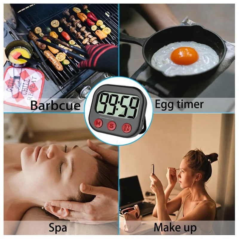 Digital Kitchen Timer – Magnetic Stopwatch with Countdown, Large LCD Screen for Cooking and Time Management