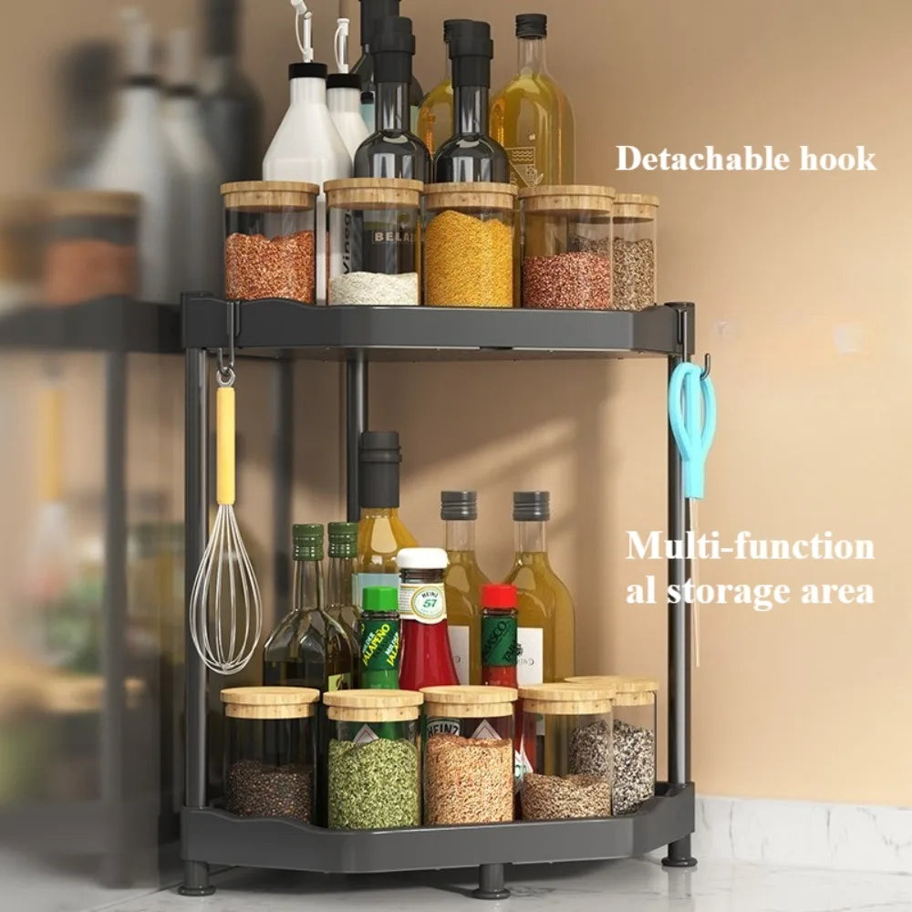 Kitchen Seasoning Shelf – Multi-Layer Spice Organizer with Corner Stand, Easy to Clean High-Quality Steel Plate Shelf