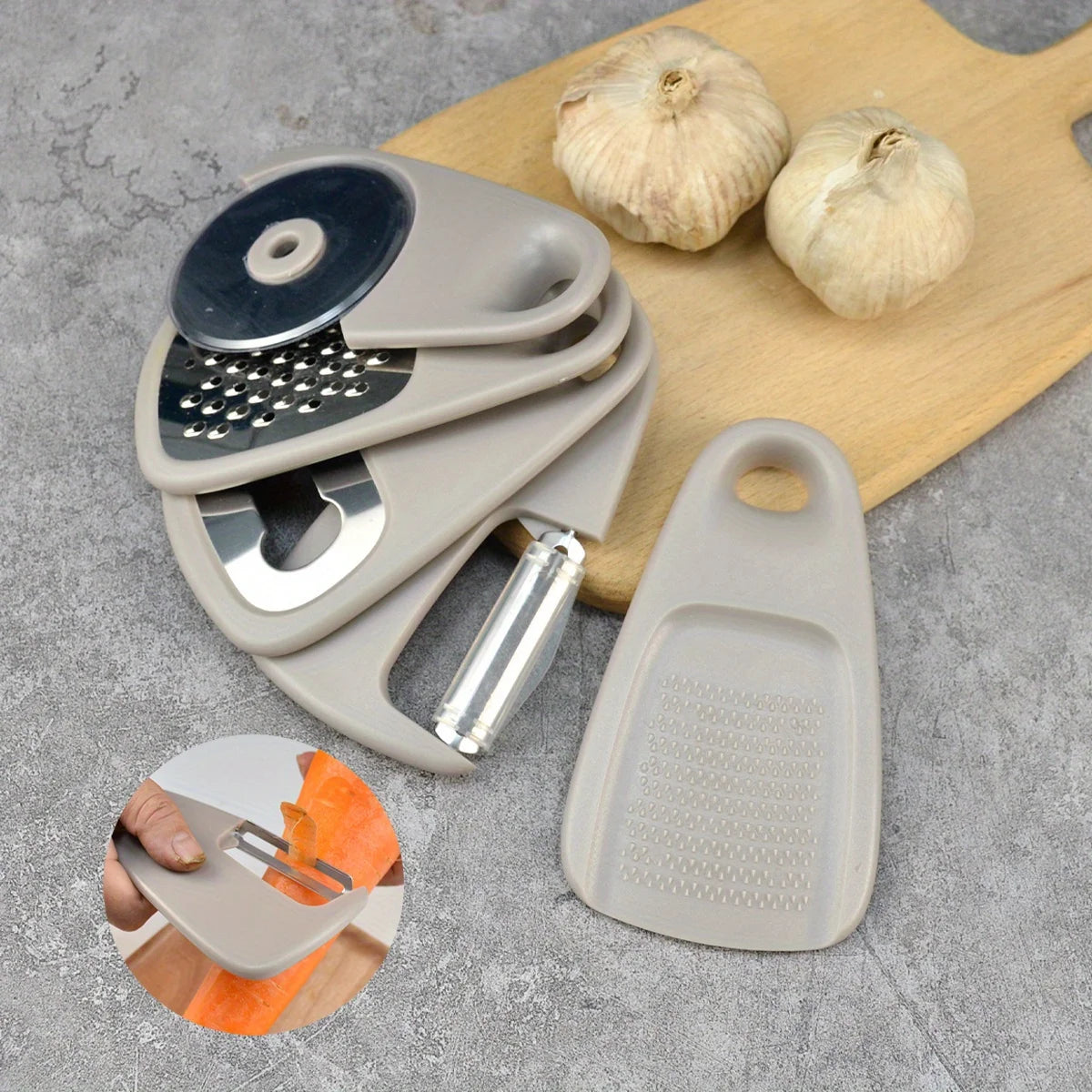 5-Piece Kitchen Gadget Set – Stackable Cooking Tools for Space-Saving, Household & RV Camper Use (Grey)