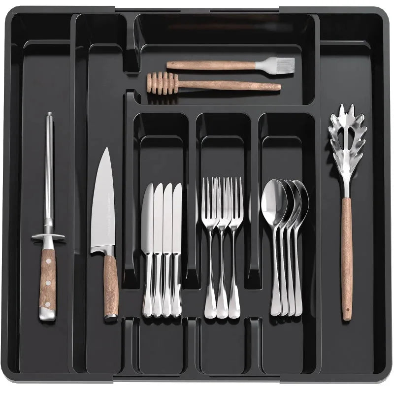 Adjustable Cutlery Drawer Organizer – Expandable Silverware Tray for Kitchen