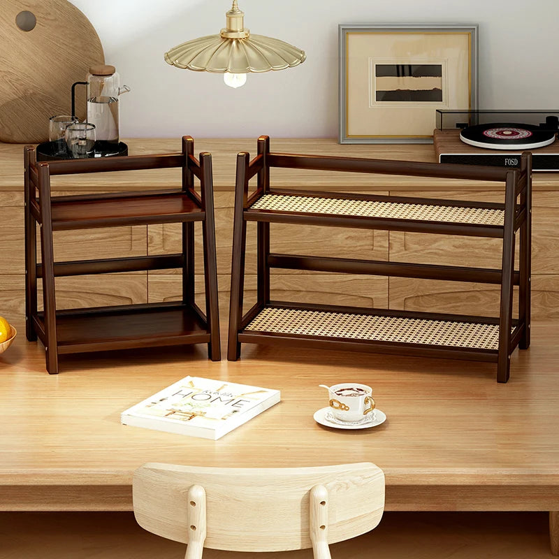 Bamboo Spice Caddy – 2-Layer Kitchen Storage Rack & Cup Holder for Coffee Bar & Countertop